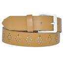 4 cm wide genuine leather belt with hole pattern