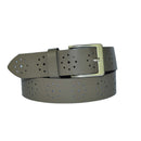 4 cm wide genuine leather belt with hole pattern