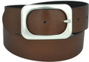 Nickel-free genuine leather belt with antique silver buckle, 4 cm wide