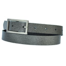 Narrow 2.5 cm wide genuine leather belt with 4 square buckles