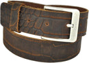 Genuine leather belt with nickel-free buckle in antique silver