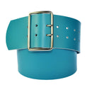 8 cm wide genuine leather belt with 4 square roller buckles