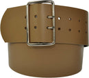 8 cm wide genuine leather belt with 4 square roller buckles