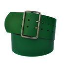 8 cm wide genuine leather belt with 4 square roller buckles
