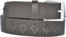 4 cm wide genuine leather belt with hole pattern