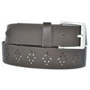 4 cm wide genuine leather belt with hole pattern