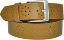 4 cm wide genuine leather belt with hole pattern