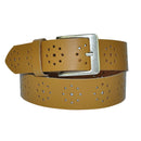 4 cm wide genuine leather belt with hole pattern