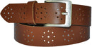 4 cm wide genuine leather belt with hole pattern