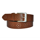 4 cm wide genuine leather belt with hole pattern