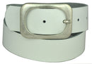 Nickel-free genuine leather belt with antique silver buckle, 4 cm wide