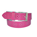 4 cm wide genuine leather belt with hole pattern