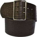 8 cm wide genuine leather belt with 4 square roller buckles