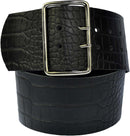 7 cm wide genuine leather belt with square roller buckle,