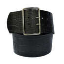 8 cm wide genuine leather belt with 4 square roller buckles