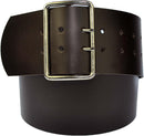 7 cm wide genuine leather belt with square roller buckle,