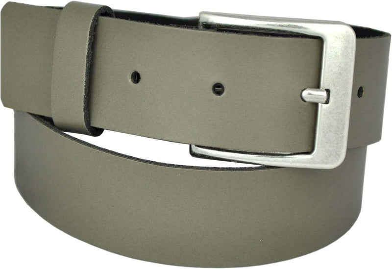 Nickel-free genuine leather belt with antique silver buckle, 4 cm wide