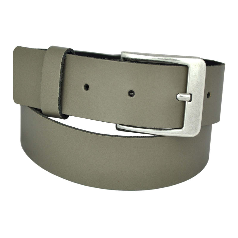 Nickel-free genuine leather belt with antique silver buckle, 4 cm wide