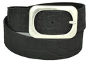 Nickel-free genuine leather belt with antique silver buckle, 4 cm wide
