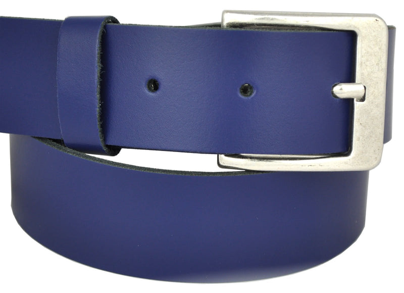 Nickel-free genuine leather belt with antique silver buckle, 4 cm wide