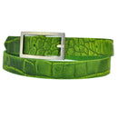 Narrow 2.5 cm wide genuine leather belt with 4 square buckles