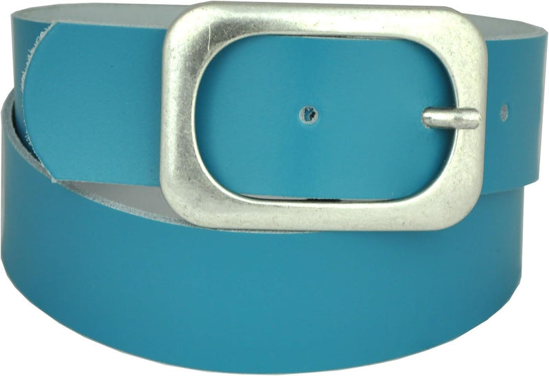 Nickel-free genuine leather belt with antique silver buckle, 4 cm wide
