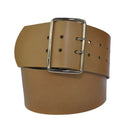 7 cm wide genuine leather belt with square roller buckle,