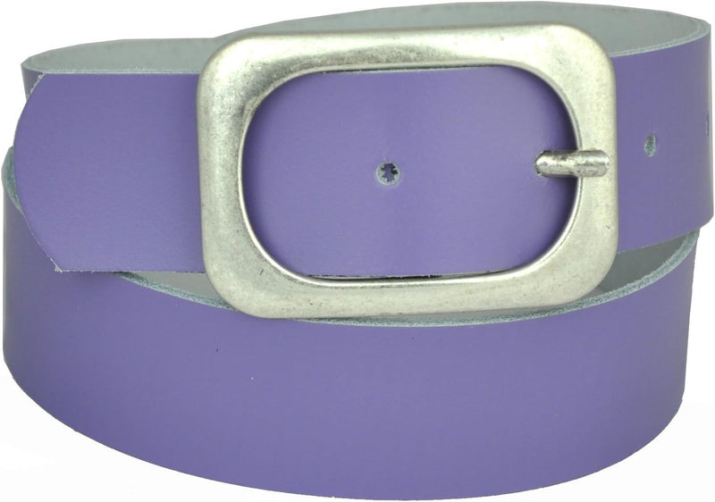 Nickel-free genuine leather belt with antique silver buckle, 4 cm wide