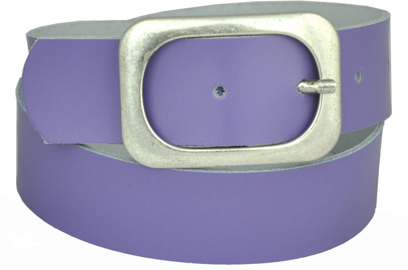 Nickel-free genuine leather belt with antique silver buckle, 4 cm wide