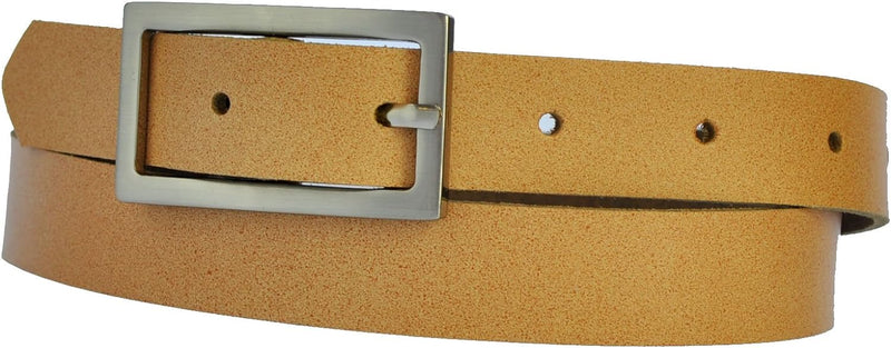 Narrow 3 cm wide genuine leather belt with 4 square buckles