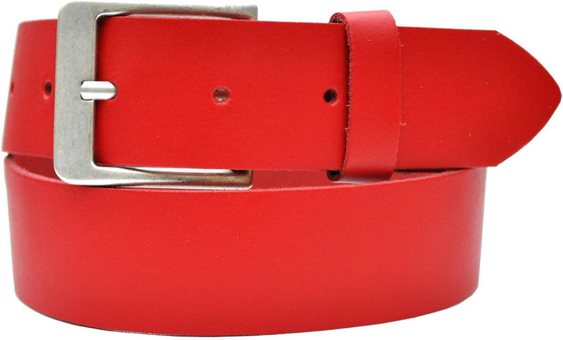 Nickel-free genuine leather belt with antique silver buckle, 4 cm wide