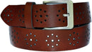 4 cm wide genuine leather belt with hole pattern