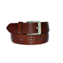 4 cm wide genuine leather belt with hole pattern