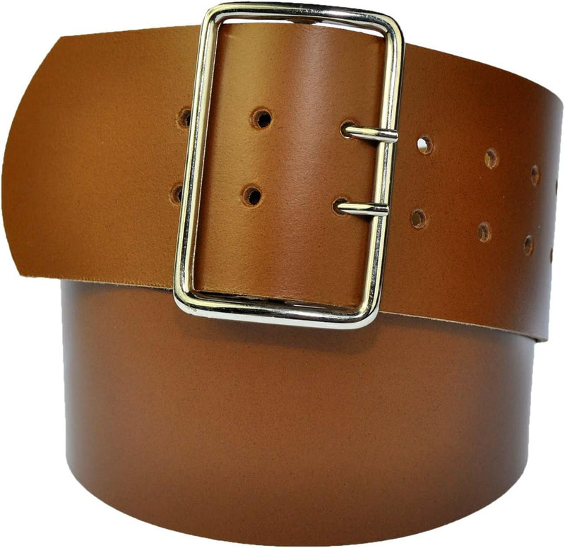 8 cm wide genuine leather belt with 4 square roller buckles