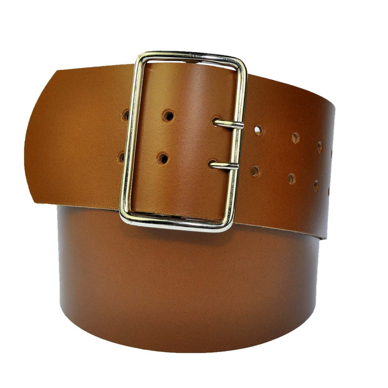 8 cm wide genuine leather belt with 4 square roller buckles