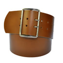 7 cm wide genuine leather belt with square roller buckle,