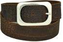 Nickel-free genuine leather belt with antique silver buckle, 4 cm wide