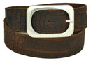 Nickel-free genuine leather belt with antique silver buckle, 4 cm wide