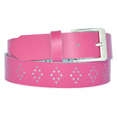 4 cm wide genuine leather belt with hole pattern