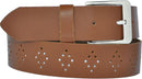 4 cm wide genuine leather belt with hole pattern