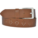 4 cm wide genuine leather belt with hole pattern