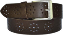 4 cm wide genuine leather belt with hole pattern