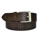 4 cm wide genuine leather belt with hole pattern