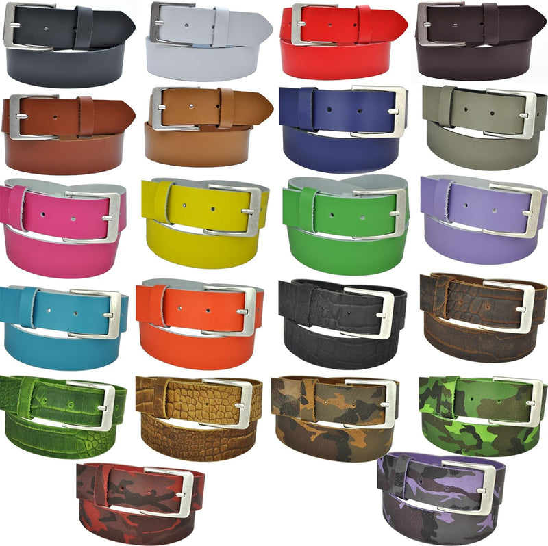 Genuine leather belt with nickel-free buckle in antique silver