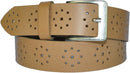 4 cm wide genuine leather belt with hole pattern