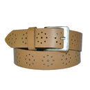 4 cm wide genuine leather belt with hole pattern