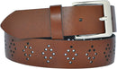 4 cm wide genuine leather belt with hole pattern