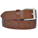 4 cm wide genuine leather belt with hole pattern