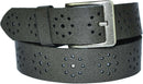 4 cm wide genuine leather belt with hole pattern