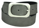 Nickel-free genuine leather belt with antique silver buckle, 4 cm wide
